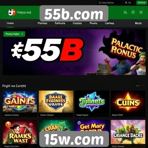 Variedade de jogos disponíveis em 55b.com